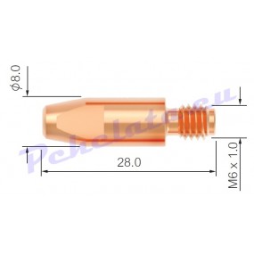 Контактни дюзи М6х28 Ф0.6mm,  Ф0.8mm,  Ф1.0mm, Ф1.2mm